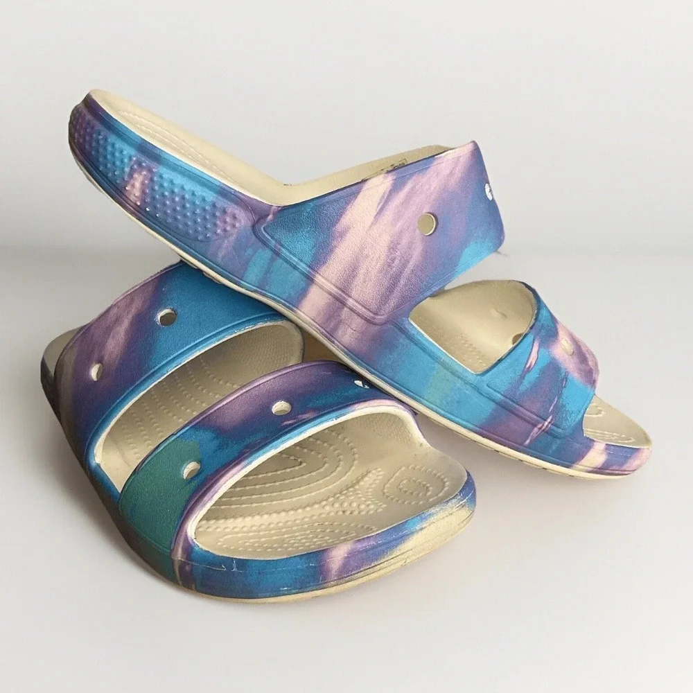 Classic Crocs Open Toe Sandals Unisex‎ Solarized Men's 9 White / Purple Women-11